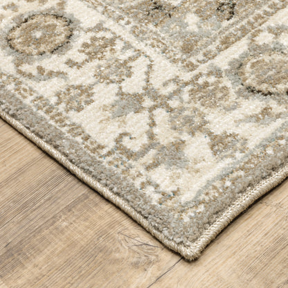 Andorra 8929H Grey/Ivory Area Rug, grey ivory modern traditional area rug with soft vintage-inspired design and plush pile.