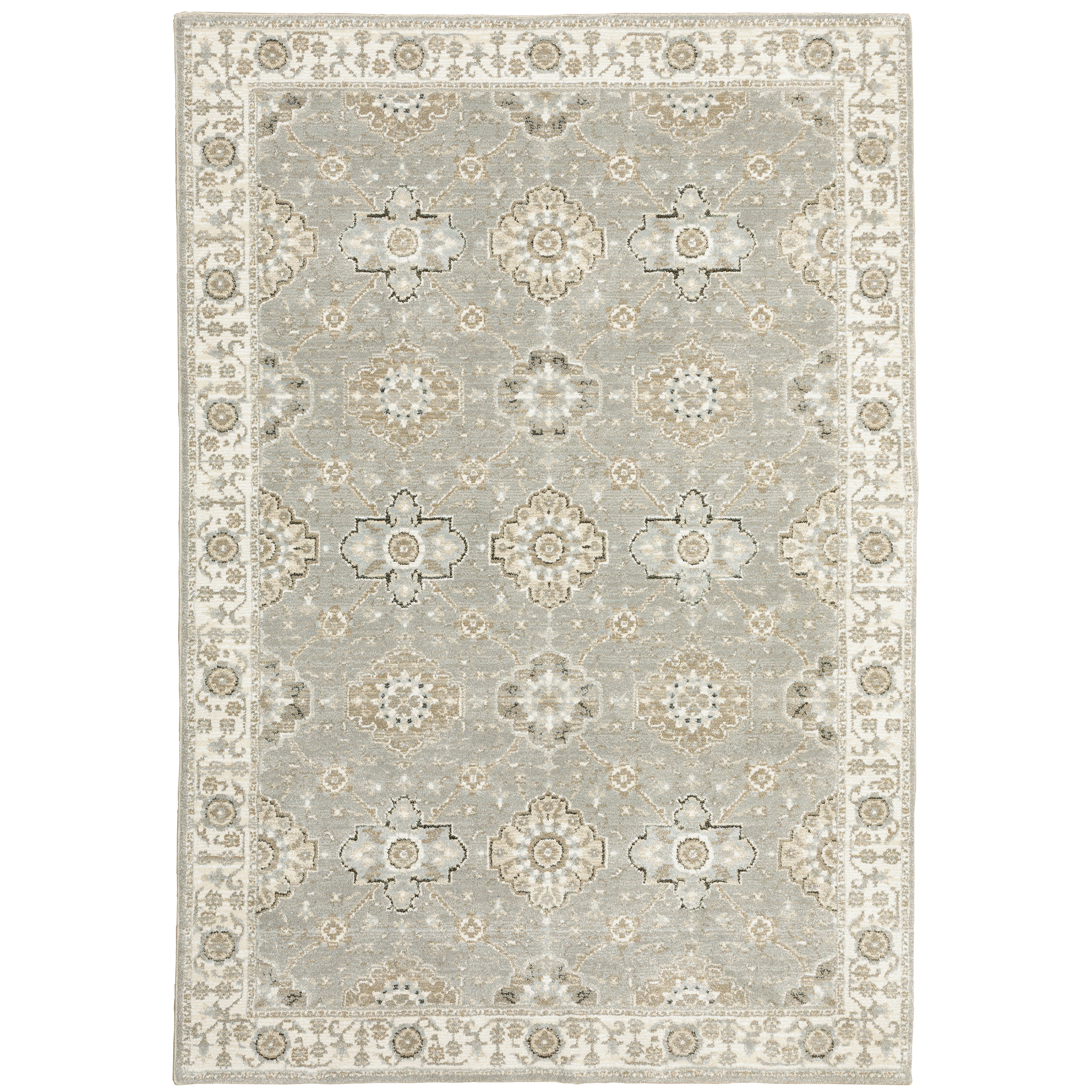 Andorra 8929H Grey/Ivory Area Rug, grey ivory modern traditional area rug with soft vintage-inspired design and plush pile.