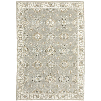 Andorra 8929H Grey/Ivory Area Rug, grey ivory modern traditional area rug with soft vintage-inspired design and plush pile.