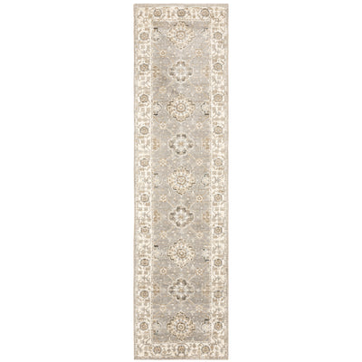 Andorra 8929H Grey/Ivory Area Rug, grey ivory modern traditional area rug with soft vintage-inspired design and plush pile.
