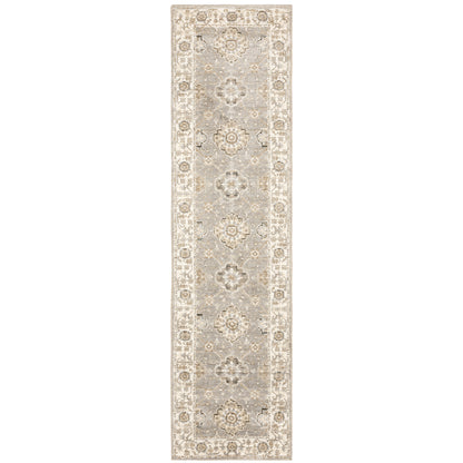 Andorra 8929H Grey/Ivory Area Rug, grey ivory modern traditional area rug with soft vintage-inspired design and plush pile.