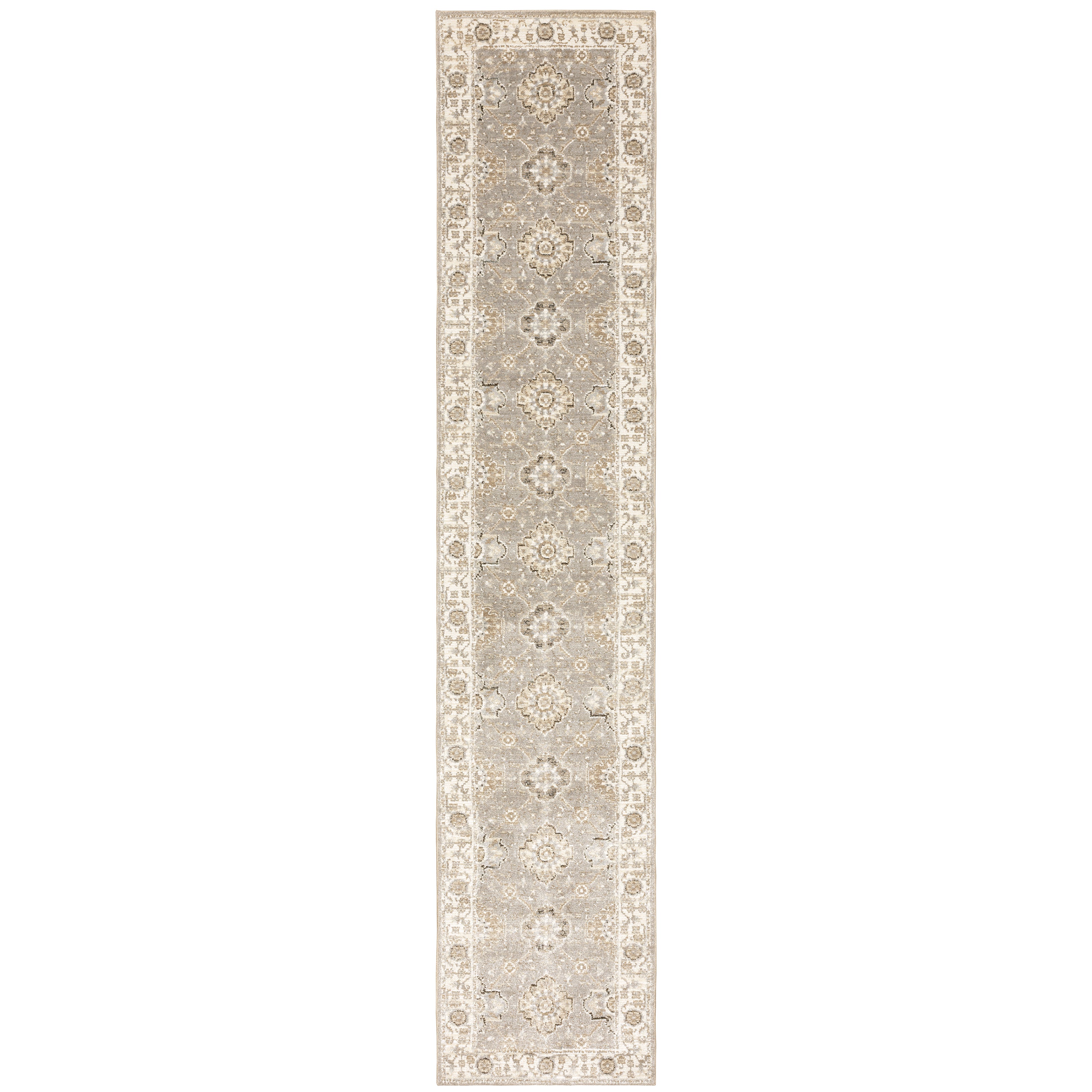 Andorra 8929H Grey/Ivory Area Rug, grey ivory modern traditional area rug with soft vintage-inspired design and plush pile.