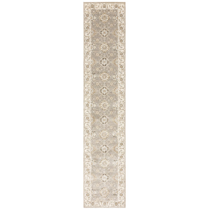 Andorra 8929H Grey/Ivory Area Rug, grey ivory modern traditional area rug with soft vintage-inspired design and plush pile.