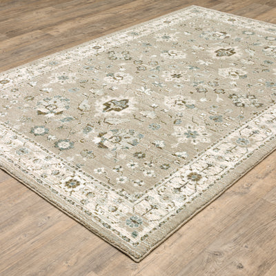 Andorra 8930L Beige/Ivory Area Rug, beige ivory modern traditional area rug with warm vintage-inspired pattern and dense pile.