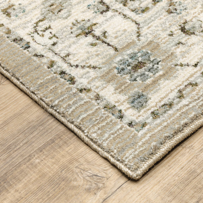 Andorra 8930L Beige/Ivory Area Rug, beige ivory modern traditional area rug with warm vintage-inspired pattern and dense pile.