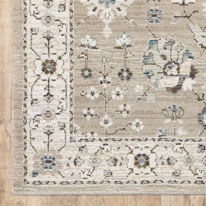Andorra 8930L Beige/Ivory Area Rug, beige ivory modern traditional area rug with warm vintage-inspired pattern and dense pile.