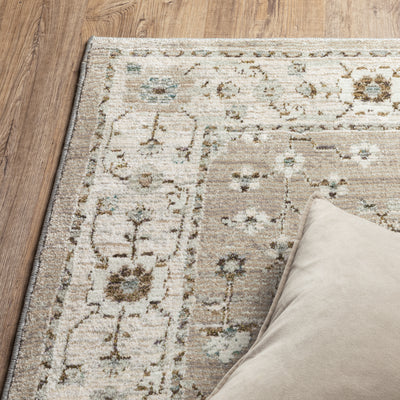 Andorra 8930L Beige/Ivory Area Rug, beige ivory modern traditional area rug with warm vintage-inspired pattern and dense pile.