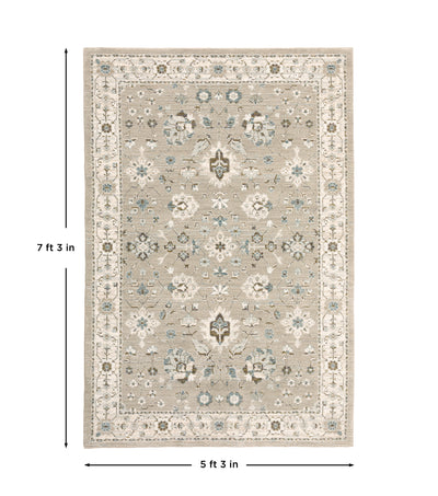 Andorra 8930L Beige/Ivory Area Rug, beige ivory modern traditional area rug with warm vintage-inspired pattern and dense pile.