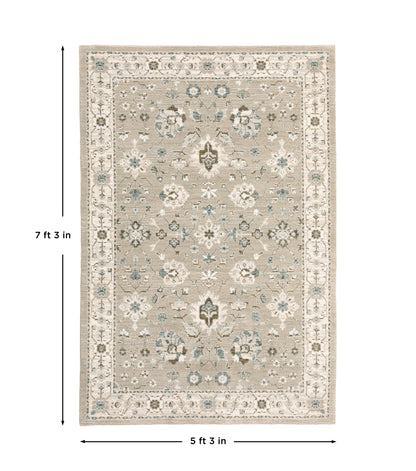 Andorra 8930L Beige/Ivory Area Rug, beige ivory modern traditional area rug with warm vintage-inspired pattern and dense pile.