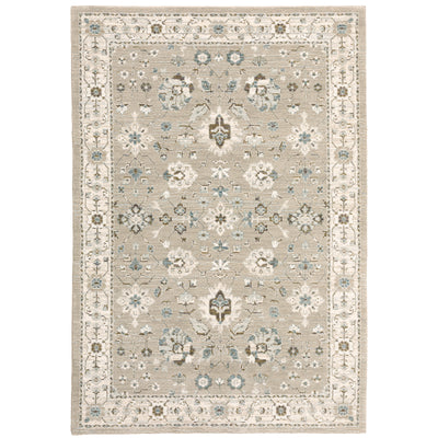 Andorra 8930L Beige/Ivory Area Rug, beige ivory modern traditional area rug with warm vintage-inspired pattern and dense pile.