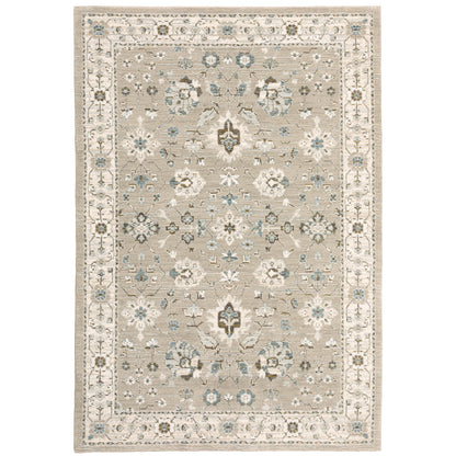 Andorra 8930L Beige/Ivory Area Rug, beige ivory modern traditional area rug with warm vintage-inspired pattern and dense pile.