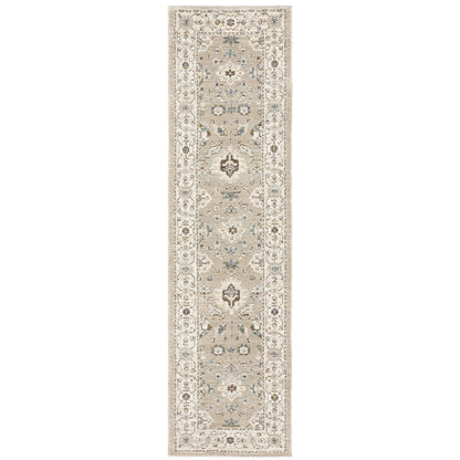 Andorra 8930L Beige/Ivory Area Rug, beige ivory modern traditional area rug with warm vintage-inspired pattern and dense pile.