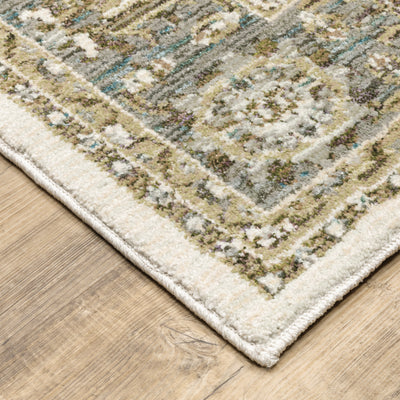 Andorra 9537P Ivory/Grey Area Rug, ivory grey modern traditional area rug with subtle vintage-inspired pattern and plush pile.