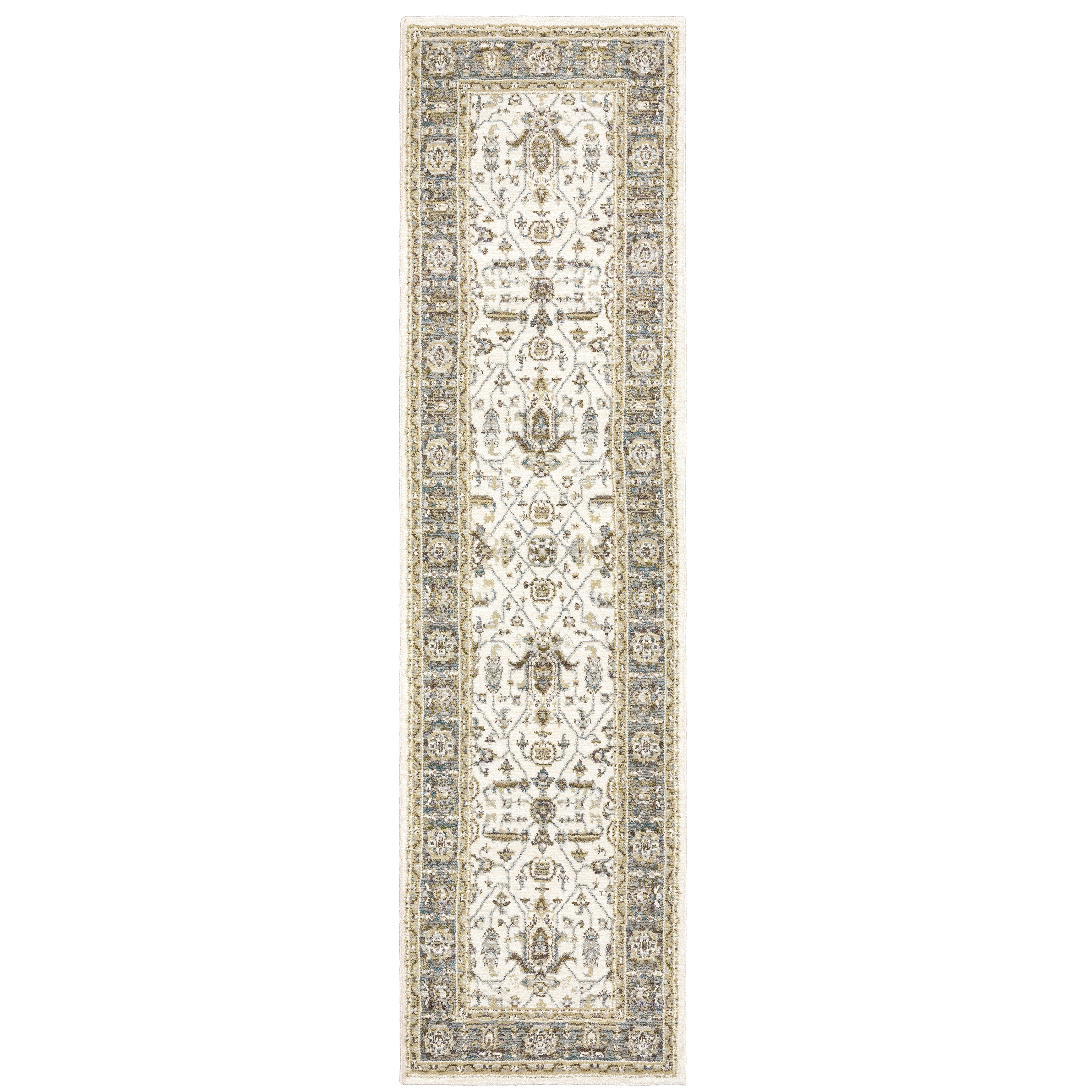 Andorra 9537P Ivory/Grey Area Rug, ivory grey modern traditional area rug with subtle vintage-inspired pattern and plush pile.