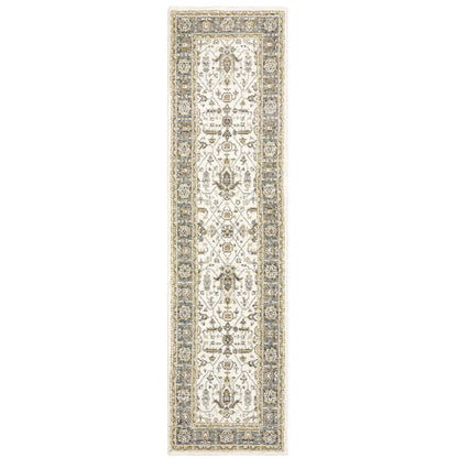 Andorra 9537P Ivory/Grey Area Rug, ivory grey modern traditional area rug with subtle vintage-inspired pattern and plush pile.
