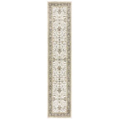 Andorra 9537P Ivory/Grey Area Rug, ivory grey modern traditional area rug with subtle vintage-inspired pattern and plush pile.