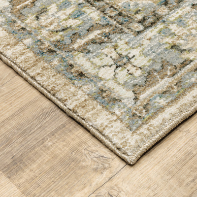 Andorra 9818G Beige/Ivory Area Rug, beige ivory modern traditional area rug with warm vintage-inspired design and dense soft pile.