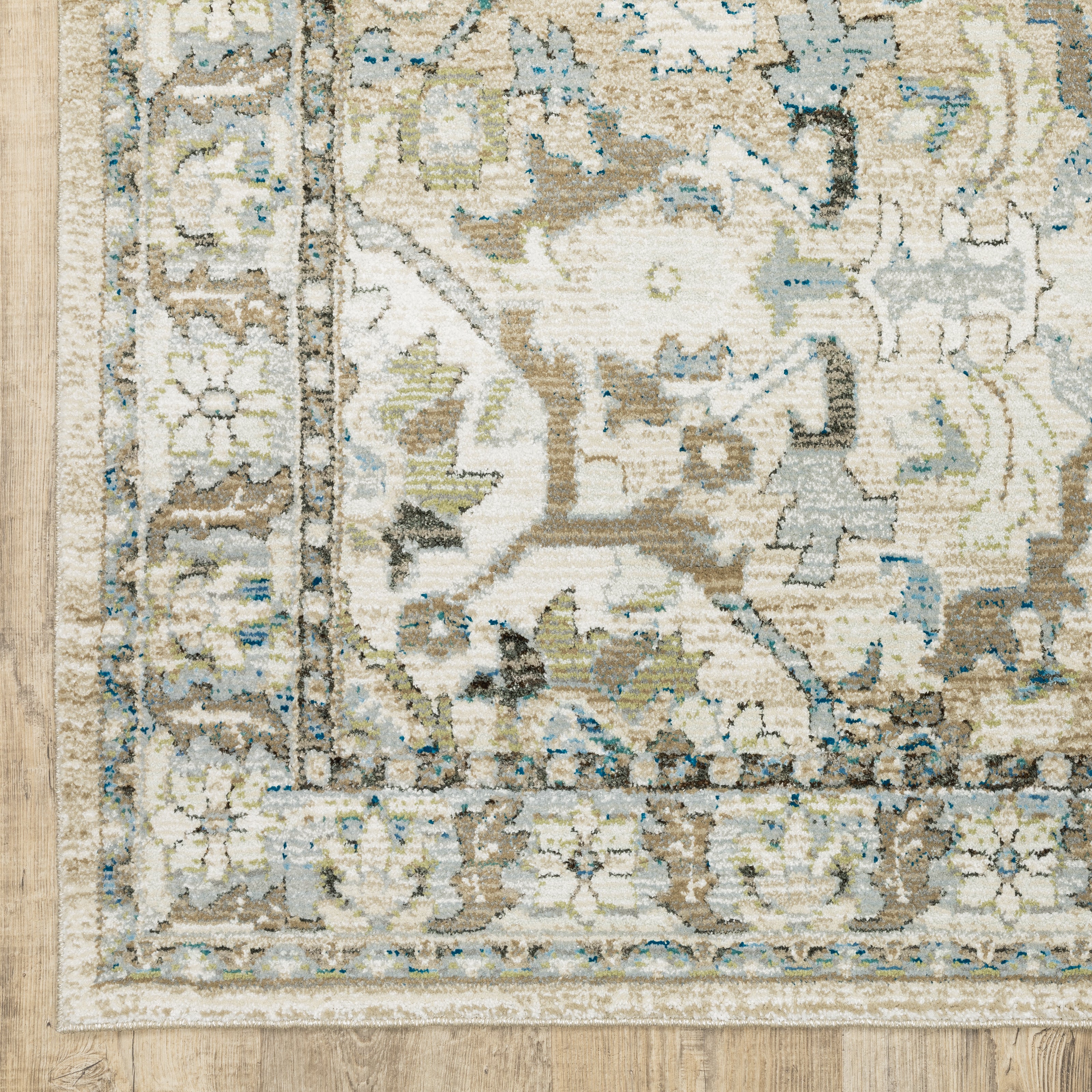 Andorra 9818G Beige/Ivory Area Rug, beige ivory modern traditional area rug with warm vintage-inspired design and dense soft pile.