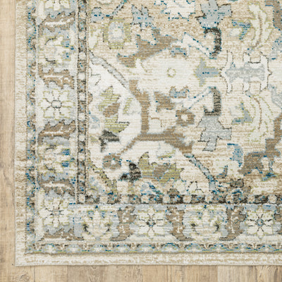 Andorra 9818G Beige/Ivory Area Rug, beige ivory modern traditional area rug with warm vintage-inspired design and dense soft pile.