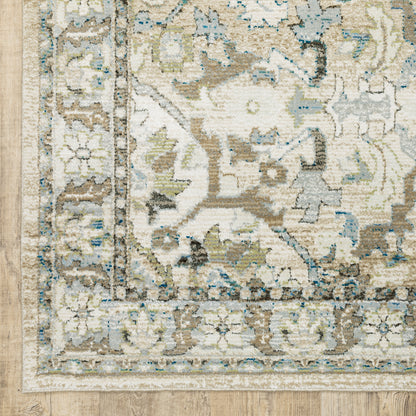 Andorra 9818G Beige/Ivory Area Rug, beige ivory modern traditional area rug with warm vintage-inspired design and dense soft pile.