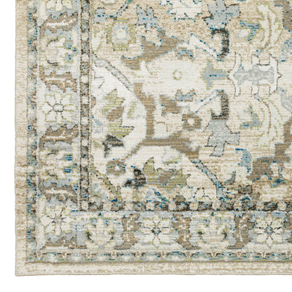 Andorra 9818G Beige/Ivory Area Rug, beige ivory modern traditional area rug with warm vintage-inspired design and dense soft pile.