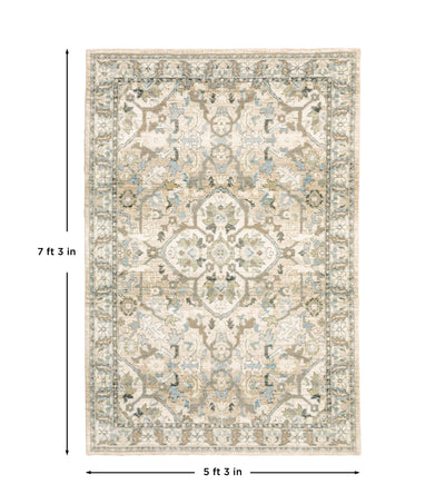 Andorra 9818G Beige/Ivory Area Rug, beige ivory modern traditional area rug with warm vintage-inspired design and dense soft pile.