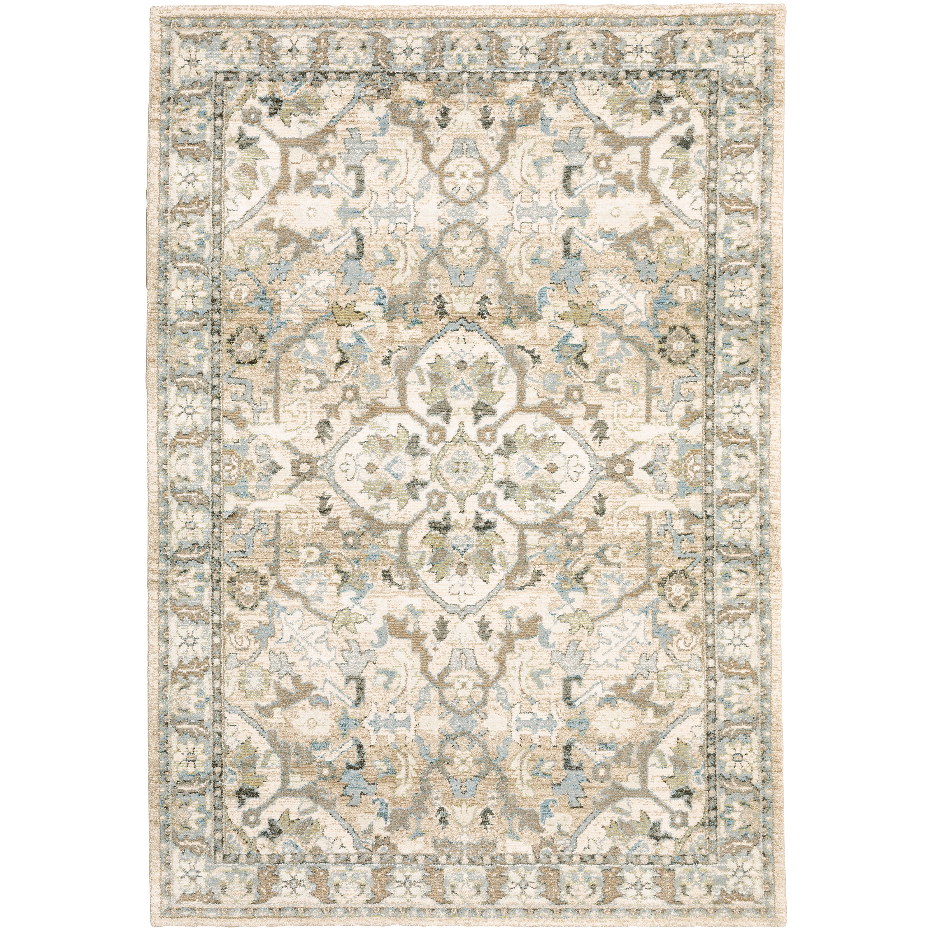 Andorra 9818G Beige/Ivory Area Rug, beige ivory modern traditional area rug with warm vintage-inspired design and dense soft pile.