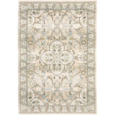 Andorra 9818G Beige/Ivory Area Rug, beige ivory modern traditional area rug with warm vintage-inspired design and dense soft pile.