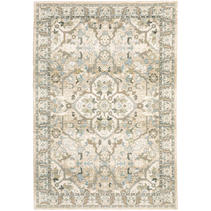 Andorra 9818G Beige/Ivory Area Rug, beige ivory modern traditional area rug with warm vintage-inspired design and dense soft pile.