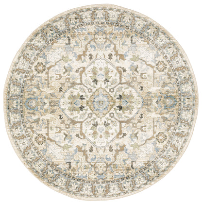 Andorra 9818G Beige/Ivory Area Rug, beige ivory modern traditional area rug with warm vintage-inspired design and dense soft pile.