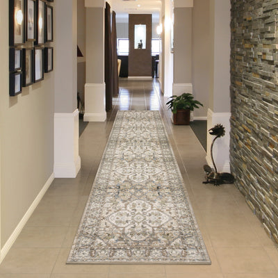 Andorra 9818G Beige/Ivory Area Rug, beige ivory modern traditional area rug with warm vintage-inspired design and dense soft pile.
