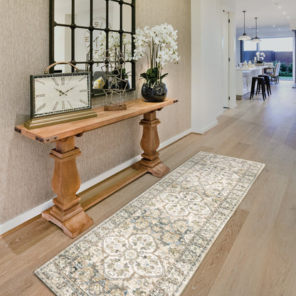 Andorra 9818G Beige/Ivory Area Rug, beige ivory modern traditional area rug with warm vintage-inspired design and dense soft pile.
