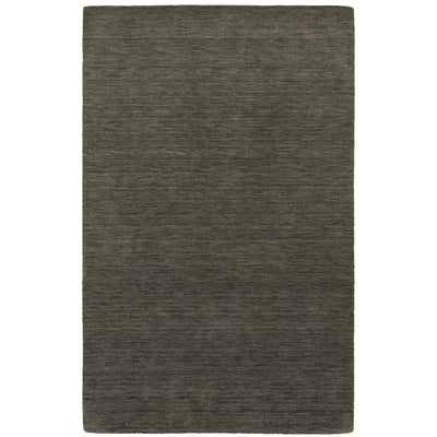 Aniston 27102 Charcoal Area Rug, charcoal solid wool area rug with heathered texture and tailored handwoven surface.