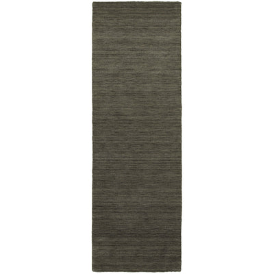 Aniston 27102 Charcoal Area Rug, charcoal solid wool area rug with heathered texture and tailored handwoven surface.