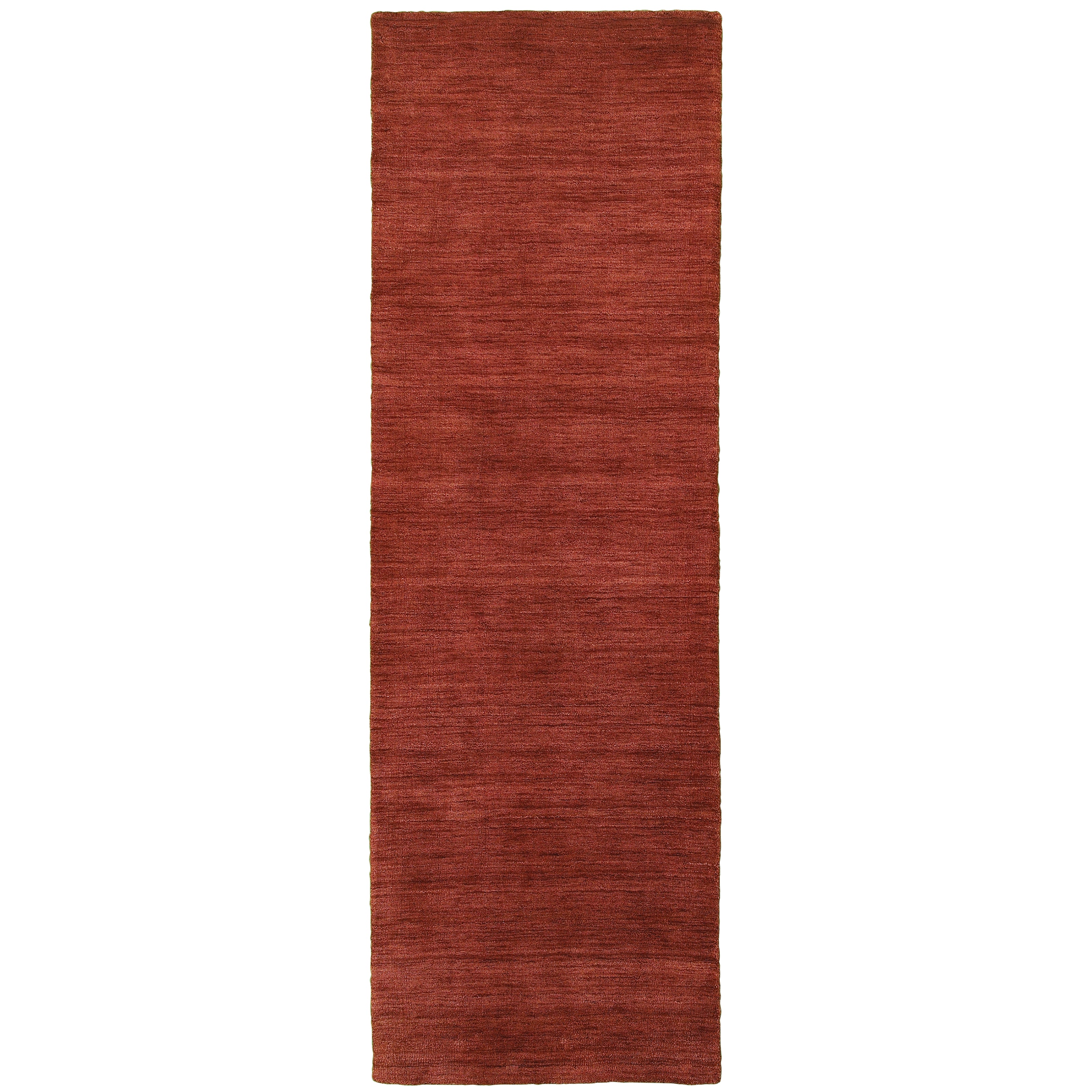 Aniston 27103 Rust Area Rug, rust solid wool area rug with heathered texture and warm handwoven surface.