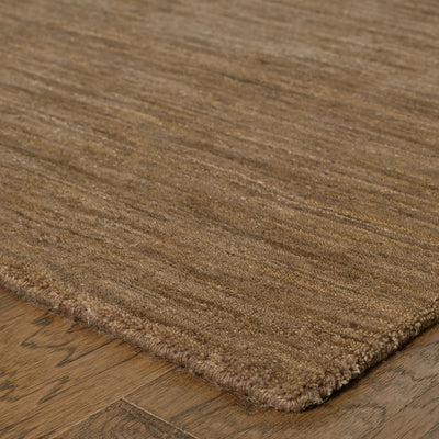 Aniston 27104 Tan Area Rug, tan solid wool area rug with heathered texture and softly handwoven surface.