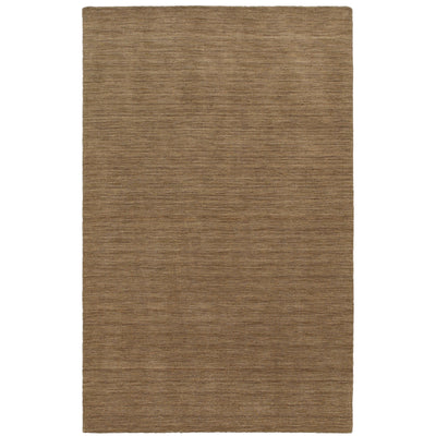 Aniston 27104 Tan Area Rug, tan solid wool area rug with heathered texture and softly handwoven surface.