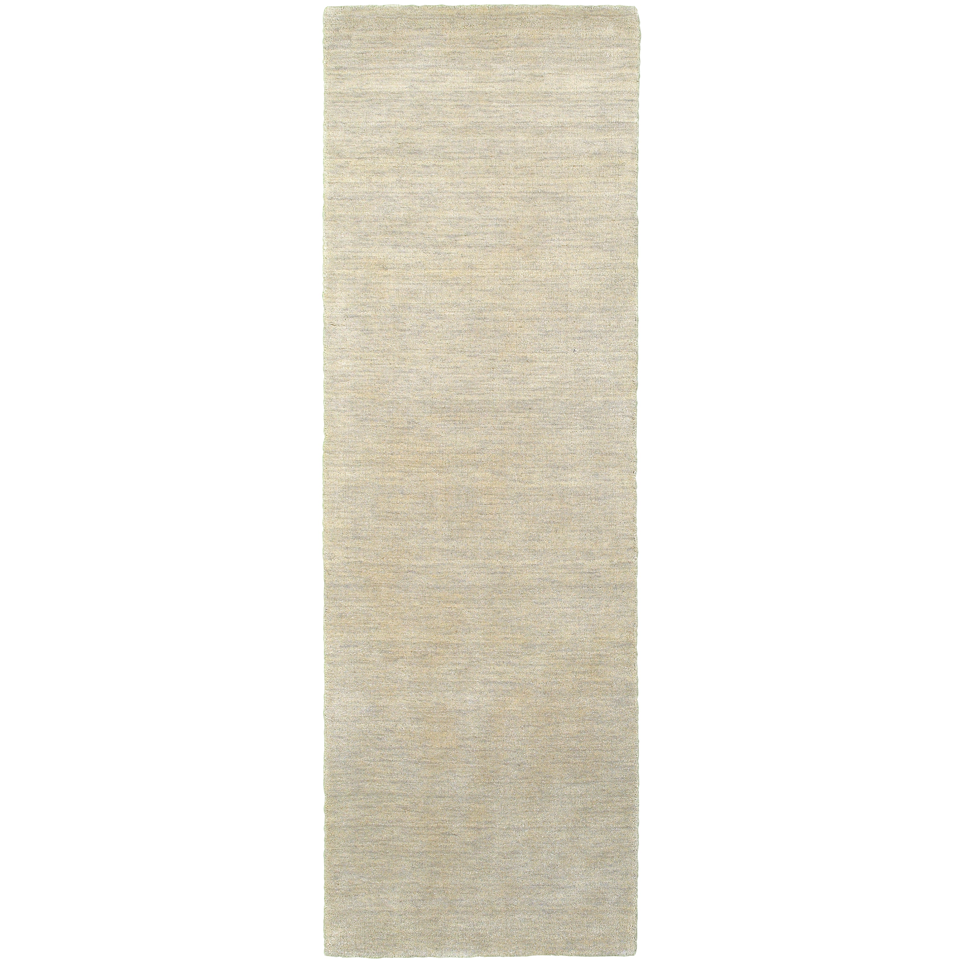 Aniston 27107 Beige Area Rug, beige solid wool area rug with subtle heathered texture and handwoven surface.