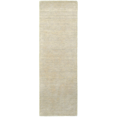 Aniston 27107 Beige Area Rug, beige solid wool area rug with subtle heathered texture and handwoven surface.