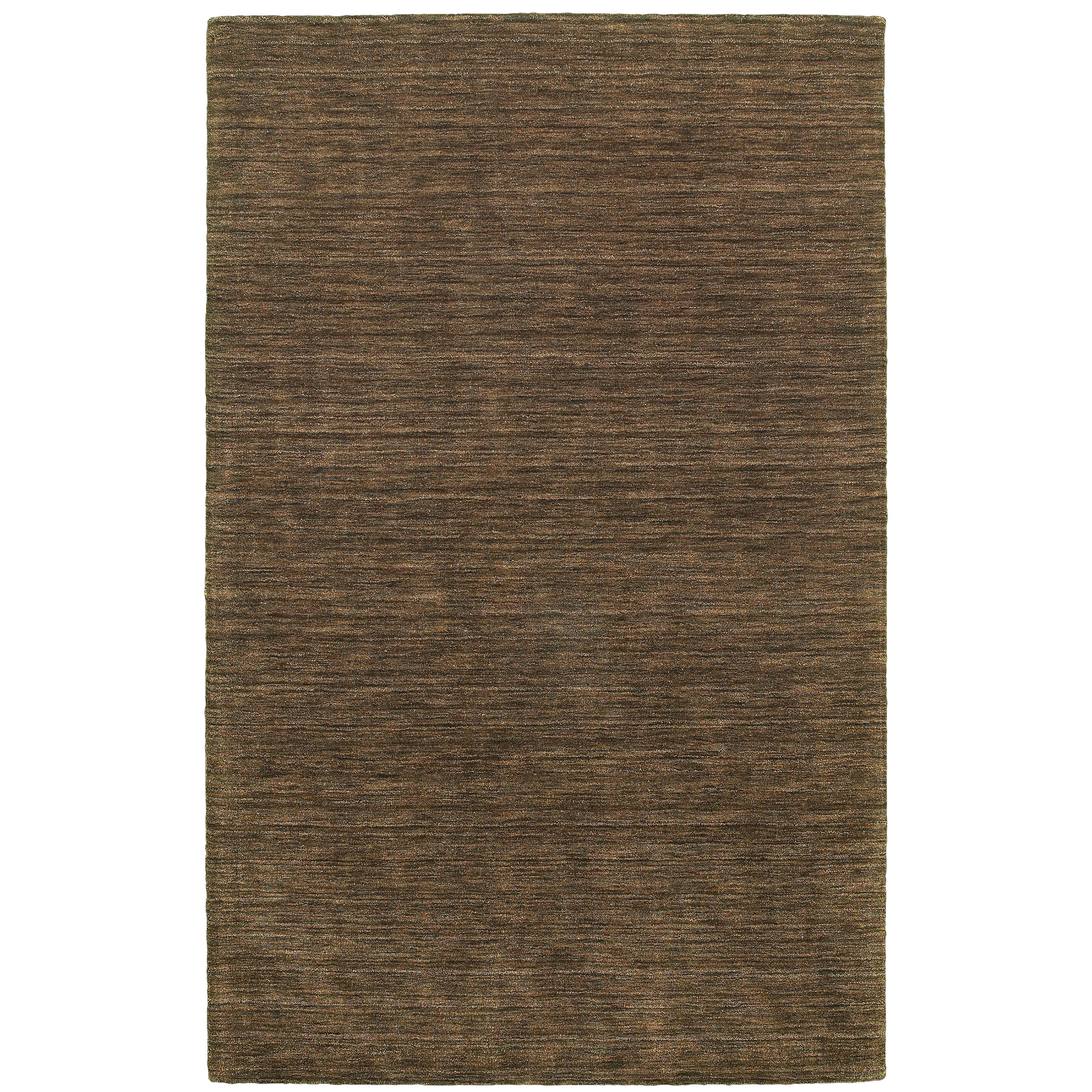 Aniston 27109 Brown Area Rug, brown solid wool area rug with heathered texture and natural handwoven surface.