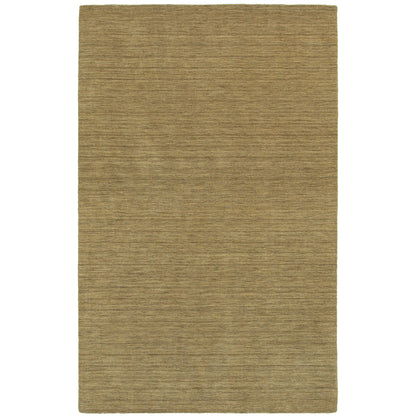 Aniston 27110 Gold Area Rug, gold solid wool area rug with heathered tonal depth and handwoven texture.
