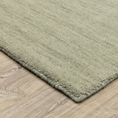 Aniston II 27115 Silver Area Rug, silver solid wool area rug with heathered texture and plush hand-tufted surface.
