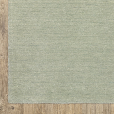 Aniston II 27115 Silver Area Rug, silver solid wool area rug with heathered texture and plush hand-tufted surface.