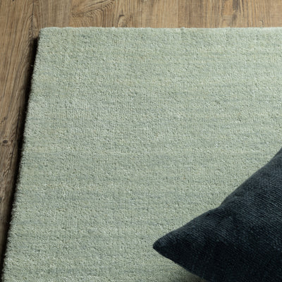 Aniston II 27115 Silver Area Rug, silver solid wool area rug with heathered texture and plush hand-tufted surface.