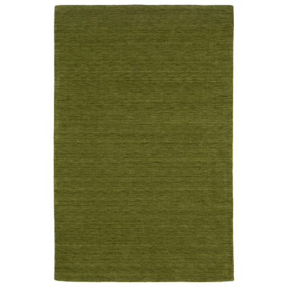 Aniston II 27116 Olive Green Area Rug, olive green solid wool area rug with heathered texture and plush hand-tufted surface.