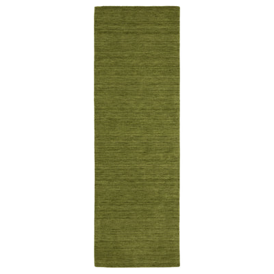 Aniston II 27116 Olive Green Area Rug, olive green solid wool area rug with heathered texture and plush hand-tufted surface.