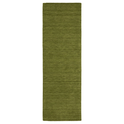 Aniston II 27116 Olive Green Area Rug, olive green solid wool area rug with heathered texture and plush hand-tufted surface.
