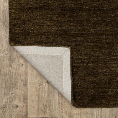 Aniston II 27117 Brown Area Rug, brown solid wool area rug with heathered texture and plush hand-tufted surface.