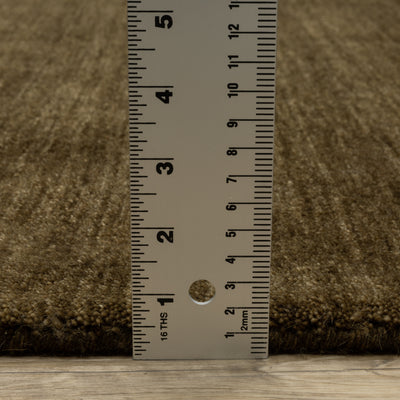 Aniston II 27117 Brown Area Rug, brown solid wool area rug with heathered texture and plush hand-tufted surface.