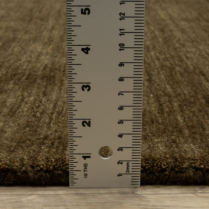 Aniston II 27117 Brown Area Rug, brown solid wool area rug with heathered texture and plush hand-tufted surface.